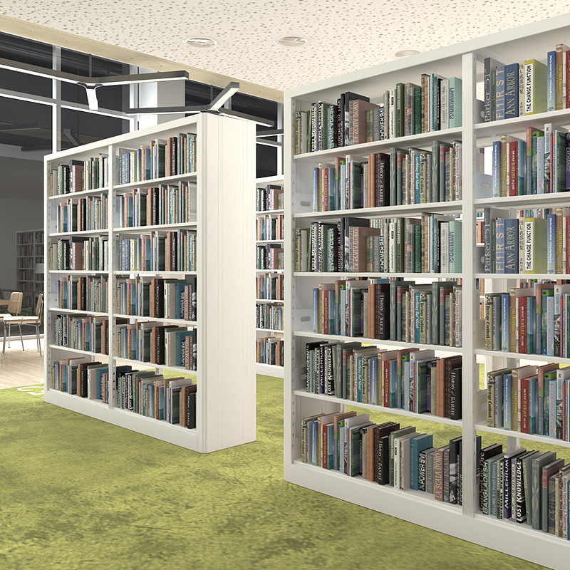 渭星学校图书馆书架阅览室书籍室铁皮家用落地定制资料档案架钢制书架高清大图