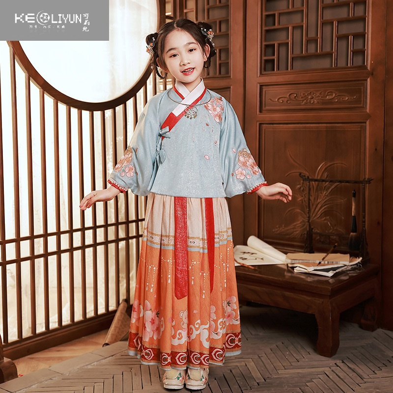 可莉允女童明制汉服款古风超仙高级中国风连衣裙仙气唐装儿童马面裙