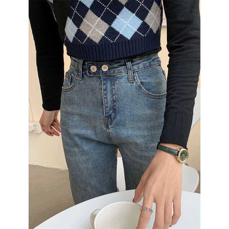 艳如飞黑色牛仔裤女高腰大码女装2020新款秋装直筒九分胖妹妹mm裤子显瘦大码女装