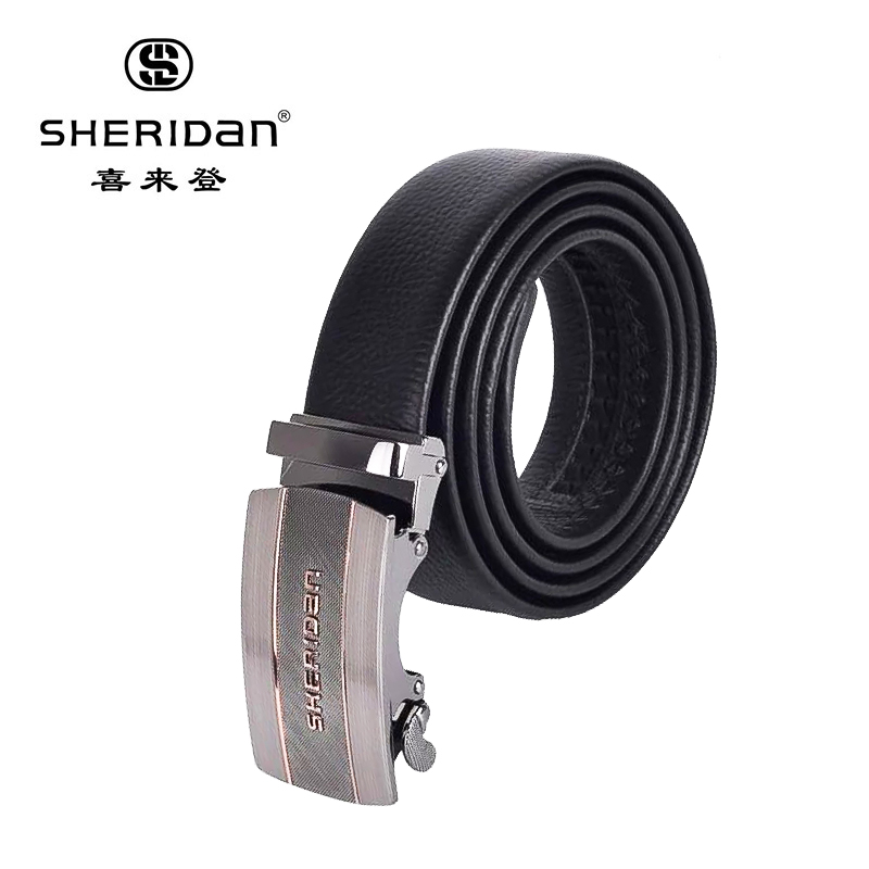 喜来登SHERIDAN男士头层牛皮自动扣皮带高清大图