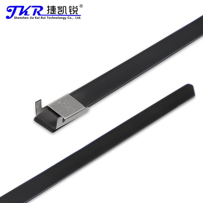 捷凯锐(JKR)定制304包塑L型扎带 16*2550MM 100支装 电缆扎带 标识牌扎带 船用扎带图片