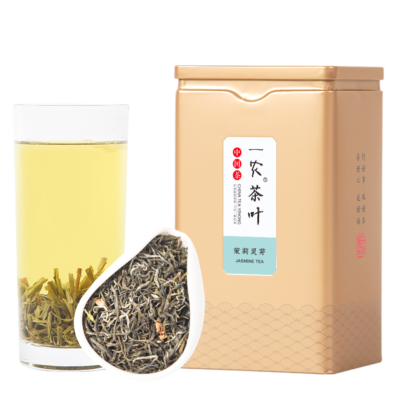 一农茶叶特级茉莉灵芽100g罐装 横县七窨浓香型茉莉花茶