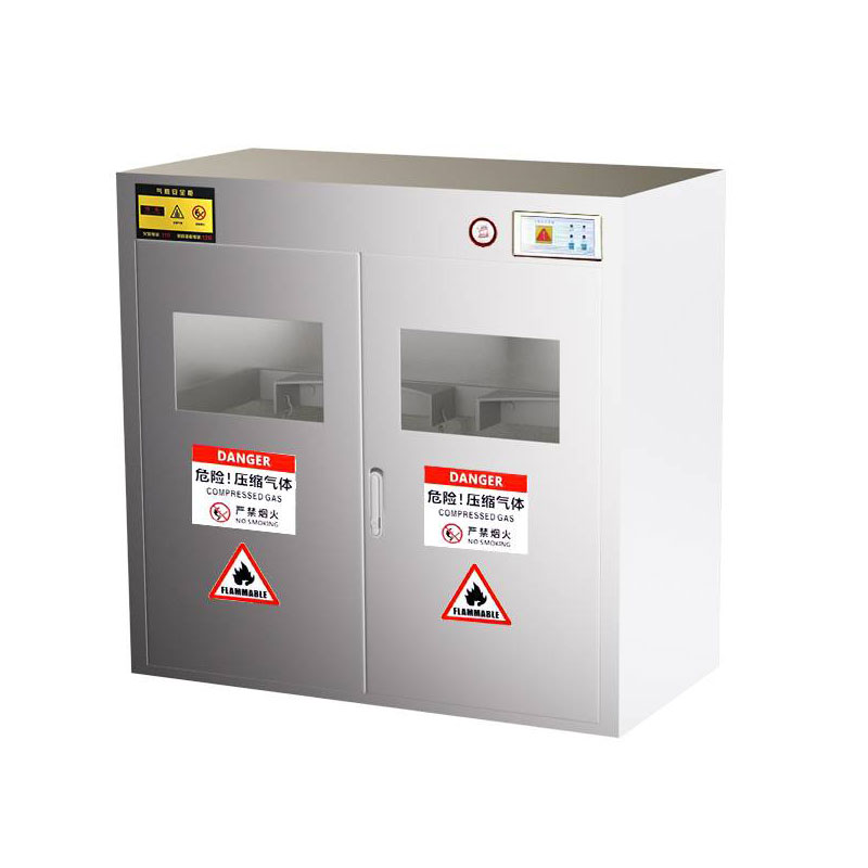 不锈钢气瓶柜 304矮双瓶液化气报警高清大图