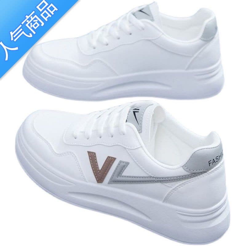 SUNTEK小白鞋女鞋2023春夏新款薄款透气网面休闲鞋学生厚底系带板鞋图片