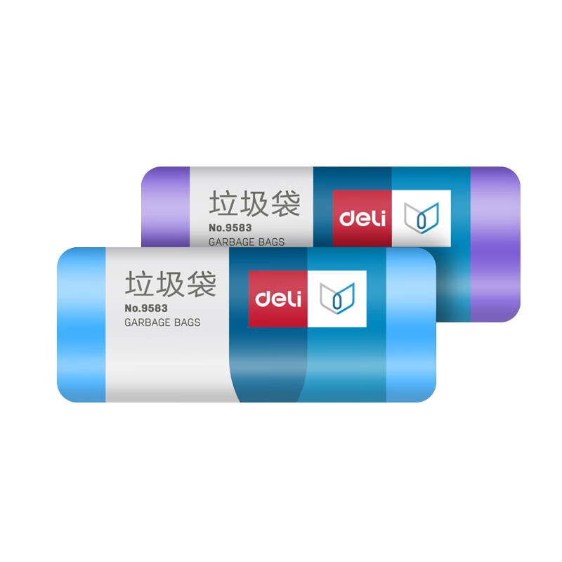 得力(deli) 9583 彩色易分类 加厚型垃圾袋 5卷150只 45*55颜色随机【卷】