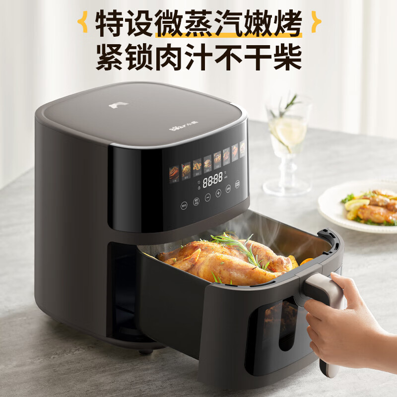 小熊(Bear)空气炸锅 6L可视烤炸一体机微电脑智能触控蒸汽免翻面QZG-P16J6高清大图