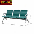 锦北多人机场椅PU候诊椅聚氨酯连排休息椅自结皮医院等候椅三人位绿色