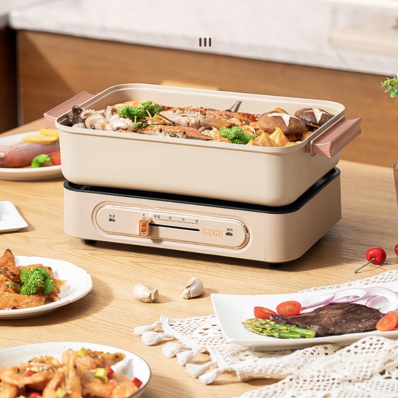 谷格(GUGE) G928电火锅 多功能料理锅 电蒸锅一体不粘锅多用途锅 电热锅 3L