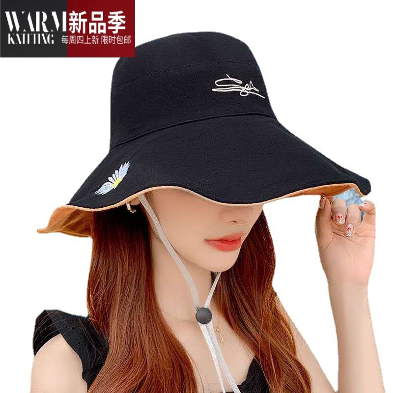 shanchao渔夫帽双面帽子女款夏季春韩版百搭潮遮阳脸大檐太阳可折叠帽