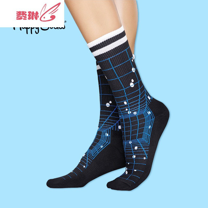 个性潮流网格篮球袜子女情侣运动中筒棉袜子费琳
