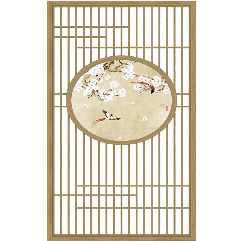 定金定制新中式木质屏风木花格隔断墙迪玛森镂空玄关柜入户客厅进门