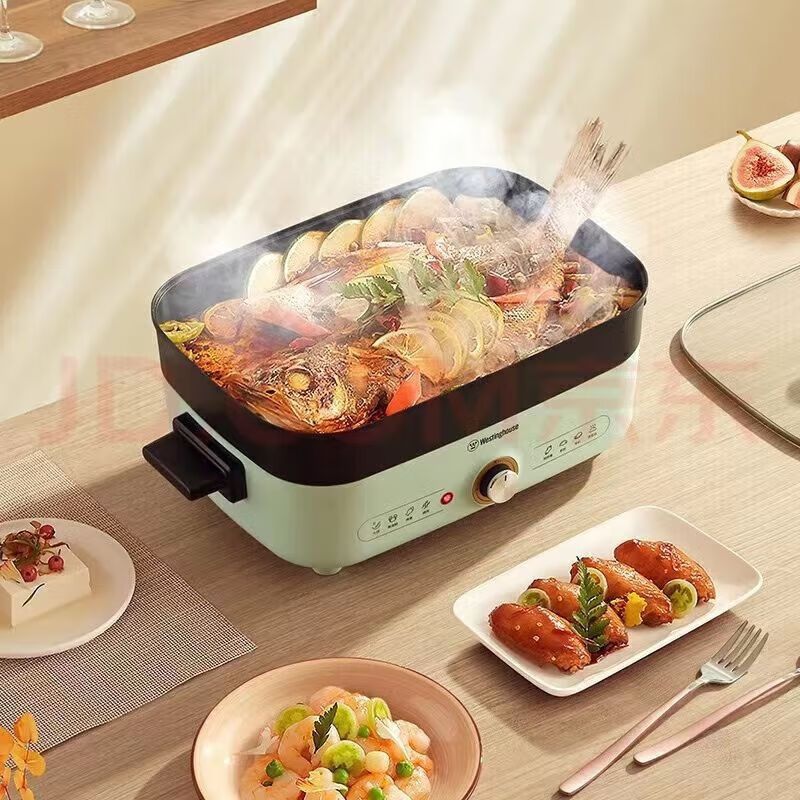 西屋(WESTINGHOUSE) 1400W三档调节控温5L大容量多功能电火锅 WSC-1450G高清大图