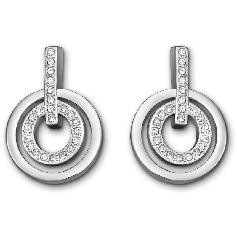 [直营]施华洛世奇(SWAROVSKI) CIRCLE 典雅双环穿孔 耳环 耳饰 欧美风格 人造水晶 送恋人 女士