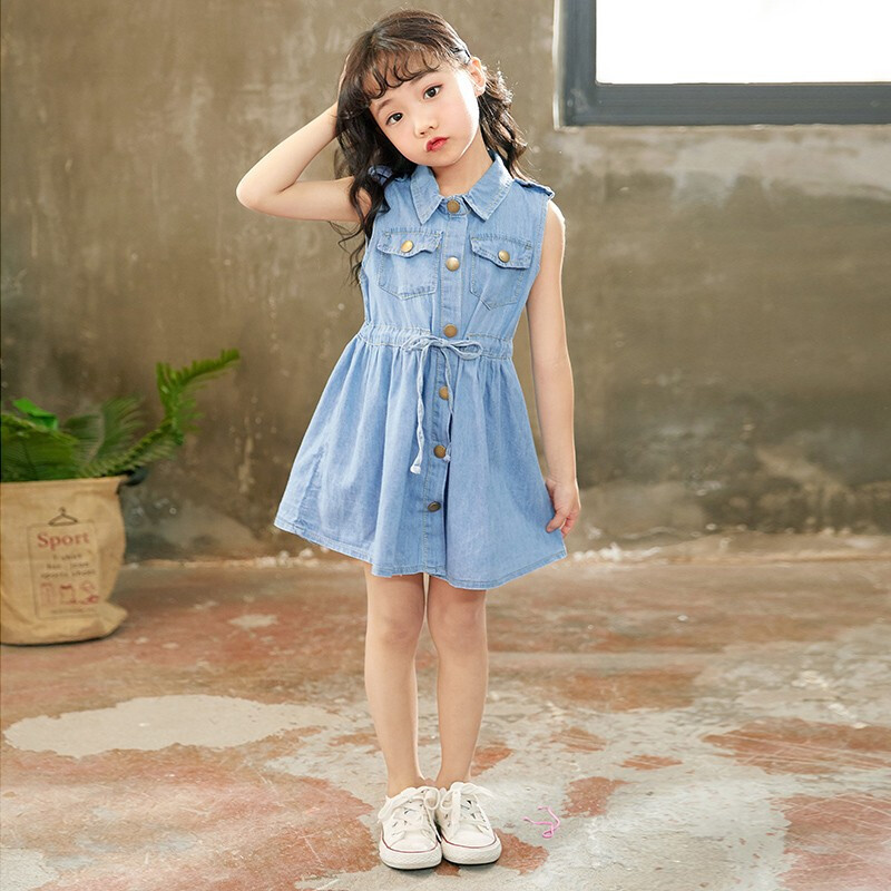 乌鹿童装女童连衣裙2021夏天季中大儿童洋气公主裙子女孩无袖背心裙小