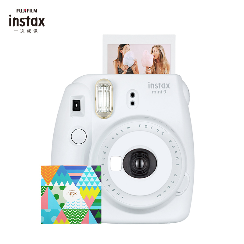 富士(FUJIFILM)INSTAX 拍立得 相机 一次成像胶片相机mini9 烟灰白 套餐四(含礼盒+相纸)