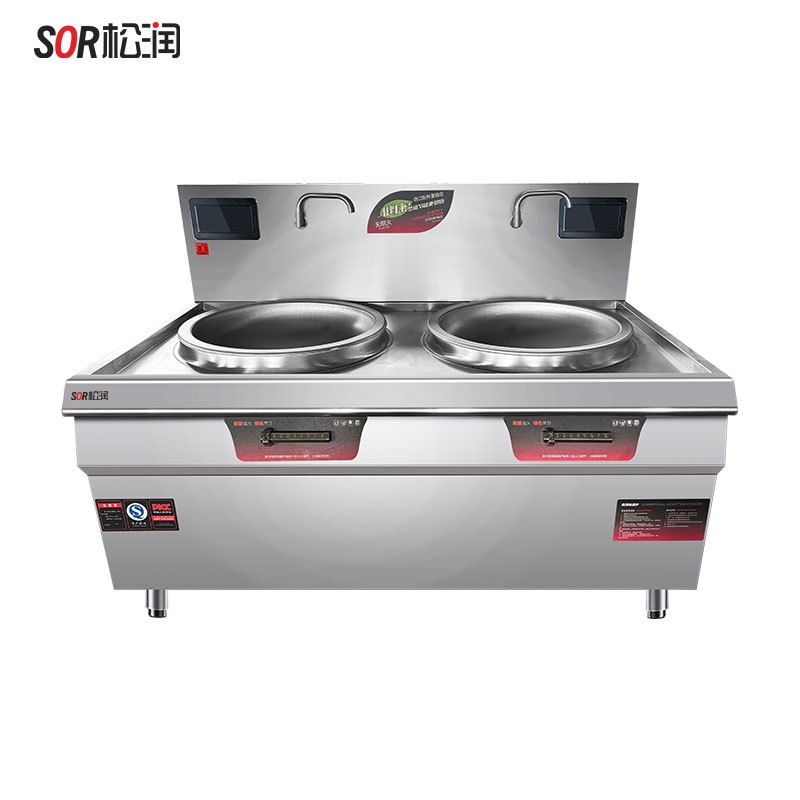 SOR松润 商用电磁灶 企事业单位学校工厂医院饭店用TN1326DF双头电磁大锅灶φ700*230KW*21.9米