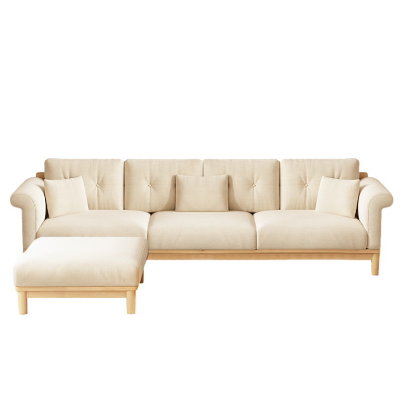 铭思达实木沙发四人位+脚踏套高清大图