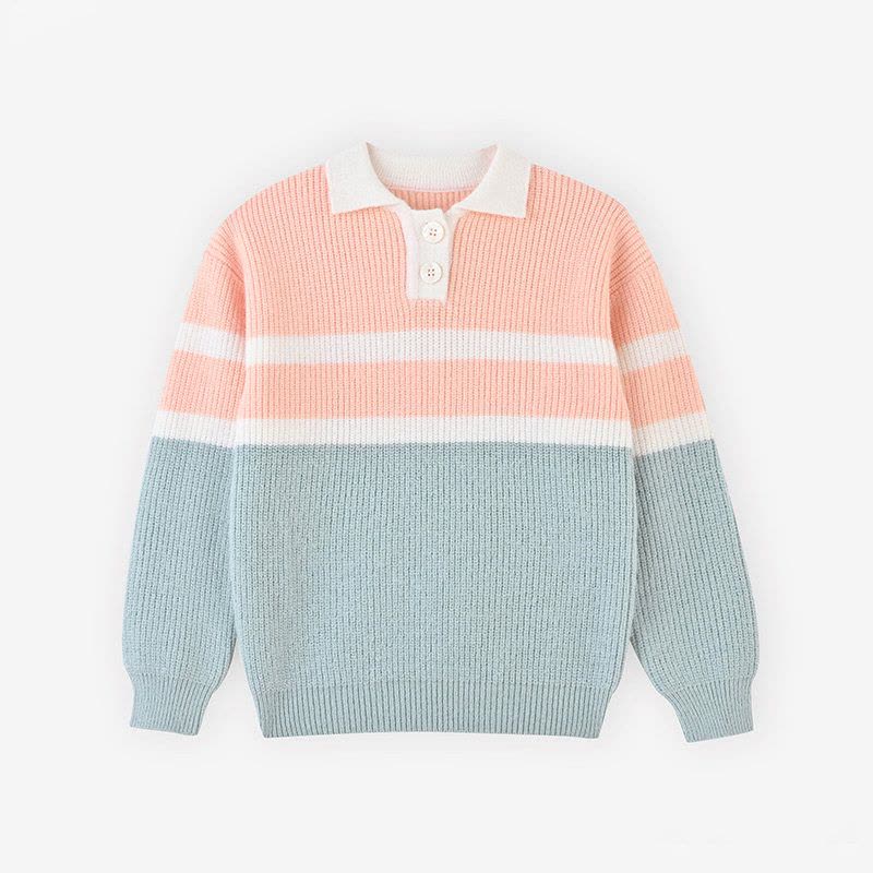 [福利]铅笔俱乐部童装女童秋装毛衣撞色小清新儿童针织衫翻领图片