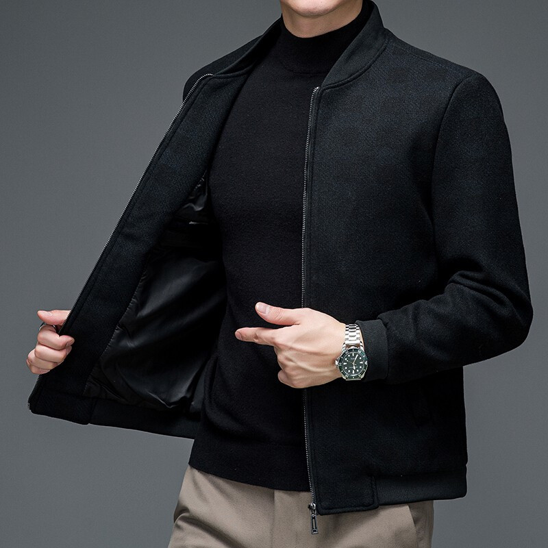 花花公子品牌男装立领夹克男士外套加厚款茄克衫商务休闲大码上衣服