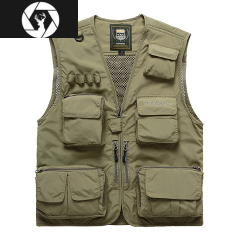 hongzun多马甲男户外速干春秋薄款宽松外套多兜口袋钓鱼摄影工装背心