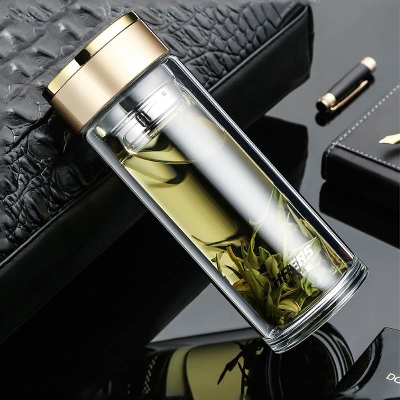 哈尔斯(HAERS) 300ml商务双层玻璃杯-金色 -HBL-W-300-73