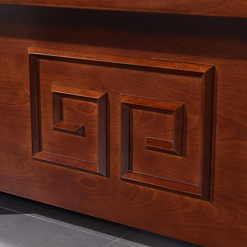 域赢办公家具老板桌总裁桌大班台工人桌办公桌油漆实木贴皮经理桌2米+6门书柜高清大图