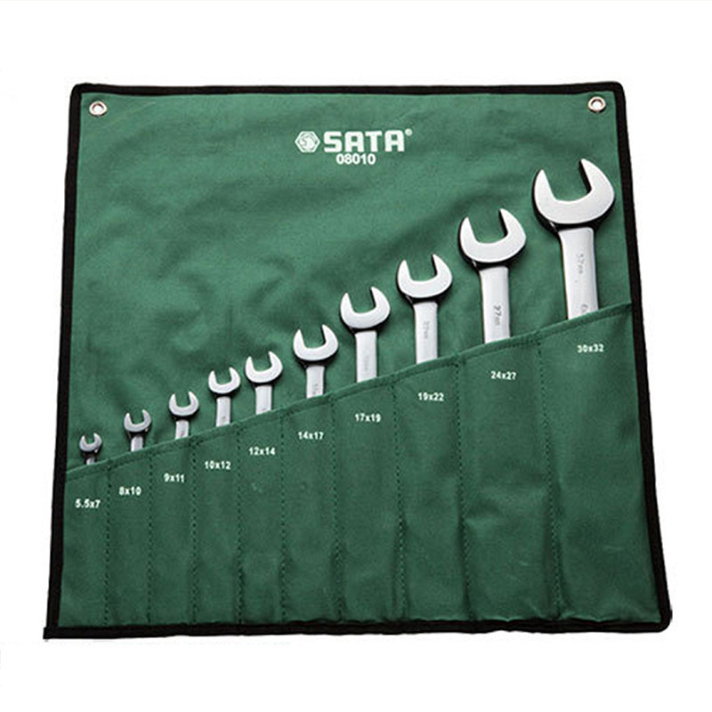 世达(SATA)SA08010 10件套全抛光双开口扳手