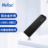 朗科（Netac）U351高速USB3.0 全金属U盘商务直插式闪存盘小巧迷你车载加密优盘 黑色 64GB