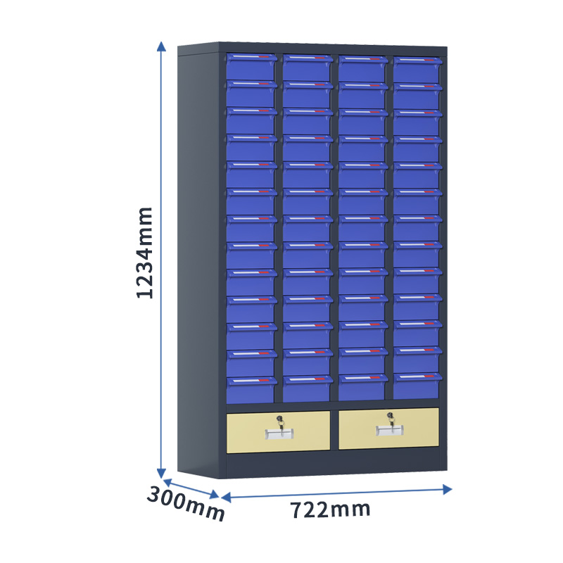 臻远 ZYLJG-W88 零件柜抽屉式工具柜电子元件柜螺丝柜物料柜 52抽蓝色无门加二斗大号高清大图