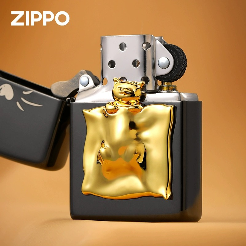 zippo之宝打火机猫咪万睡套装lze0746c01zippo煤油防风打火机