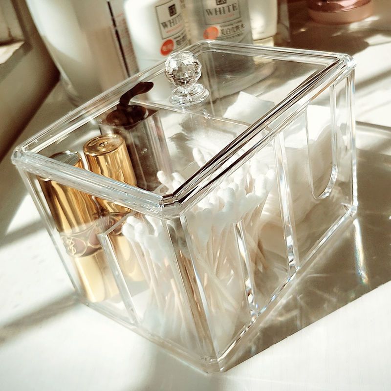 有盖化妆棉盒化妆品收纳盒透明亚克力小盒子梳妆台桌面棉片棉签盒有盖