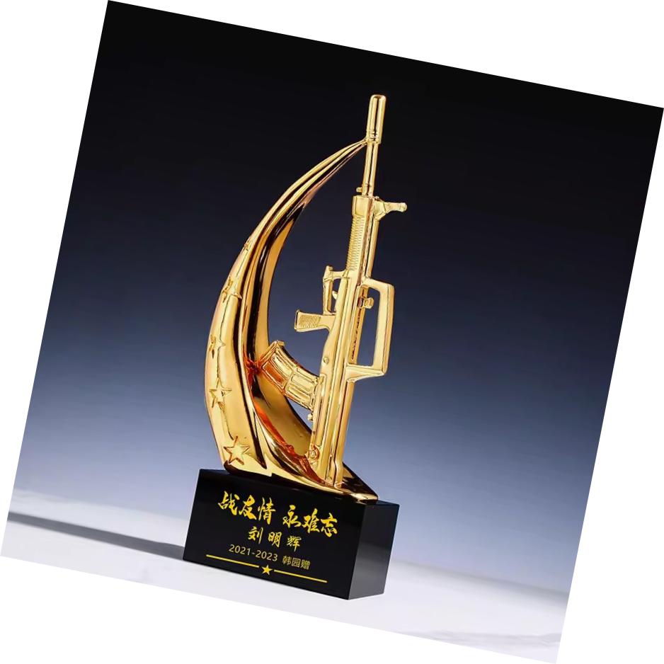 退伍八一军人纪念品送战友礼品定制品创意军旅老兵退役纪念品奖杯高清大图