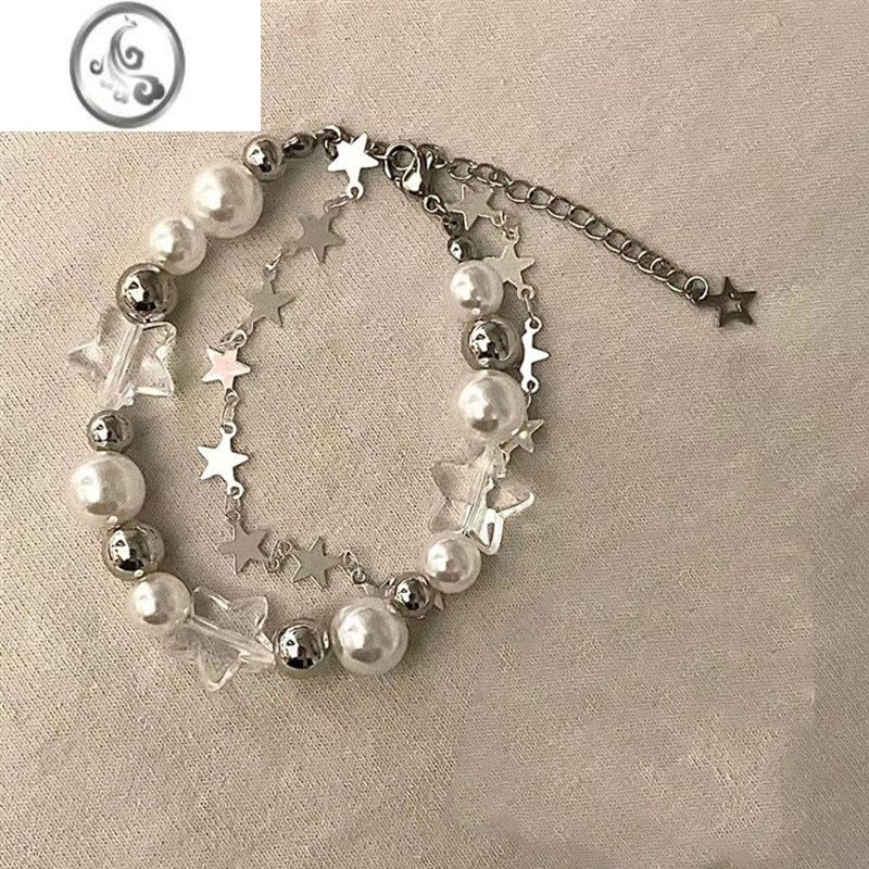 JiMi自制ins星星手链夏小众设计高级感双层珍珠串珠手环轻奢复古手饰图片