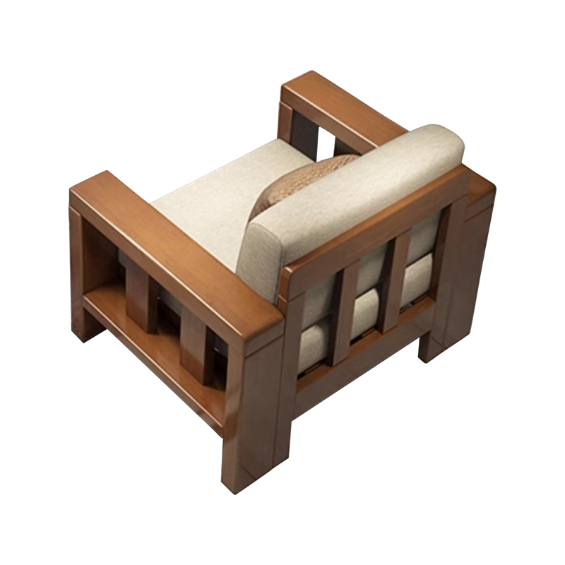 中豫鑫泽ZYXZ3113006 简约实木沙发胡桃色实木沙发 单人位