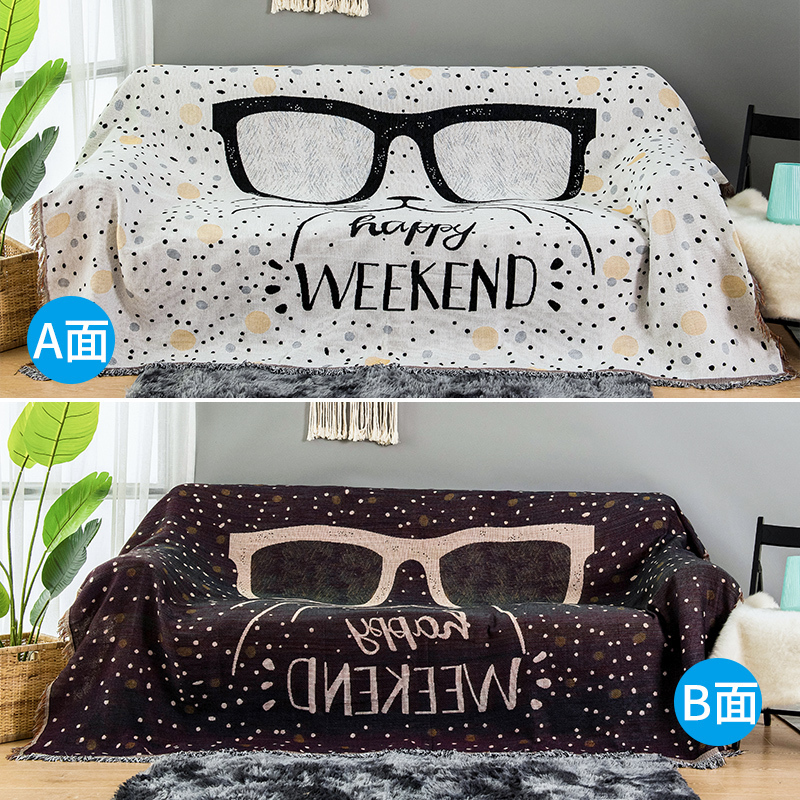 家柏饰(CORATED)北欧双面全盖沙发布沙发巾沙发毯布单沙发套罩沙发垫盖布 眼睛猫 230*340cm