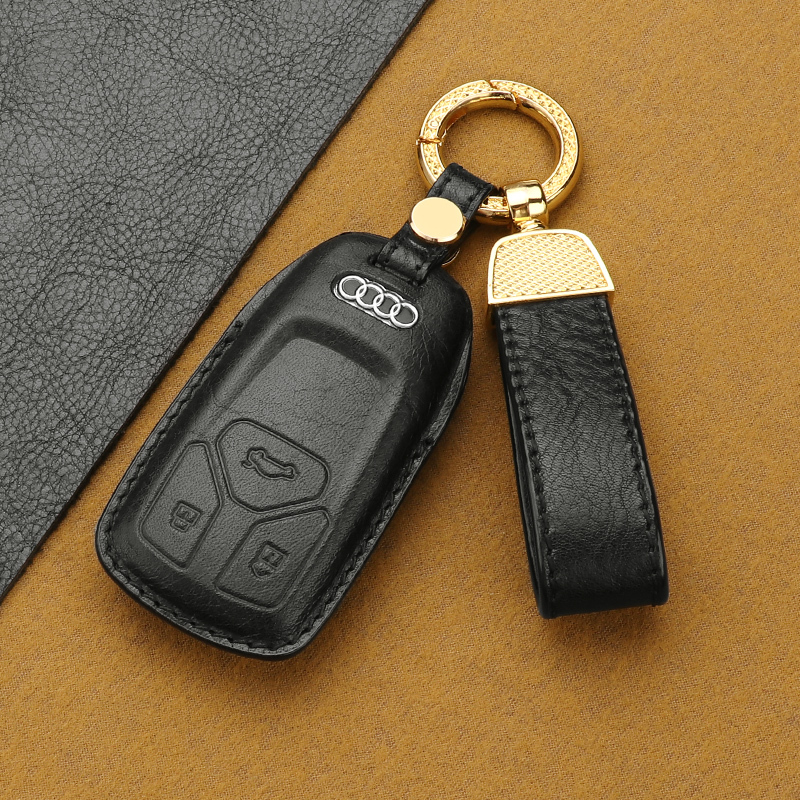 适用于奥迪a4l钥匙包q5l钥匙扣q7钥匙套真皮a5 tt rs4 a4 rs5汽车钥匙