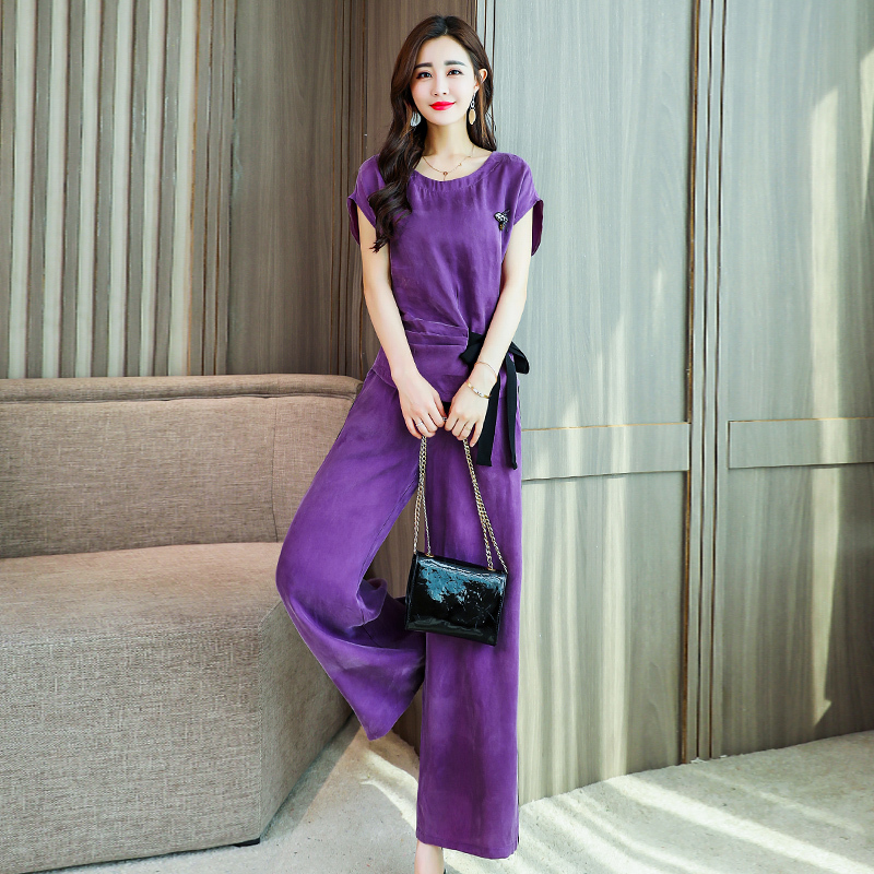女士夏装新品韩版显瘦时尚气质淑女高个子洋气时髦套装两件套潮