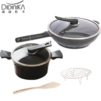 迪迪尼卡(Didinika)32炒锅麦饭石不粘锅家用无烟平底锅24汤锅家用小炖锅套装