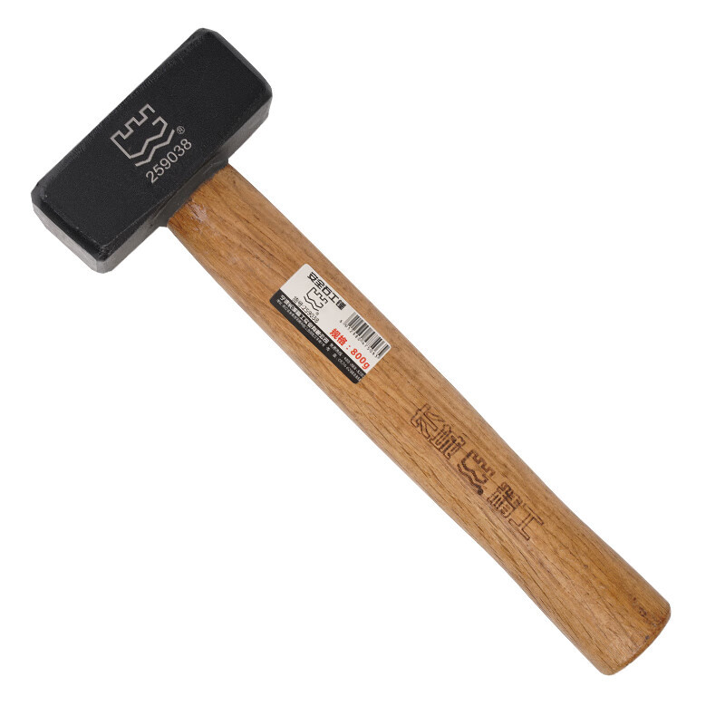 长城精工石工锤方头木柄砸墙榔锤子工地用工具大榔头铁锤1500g 259036