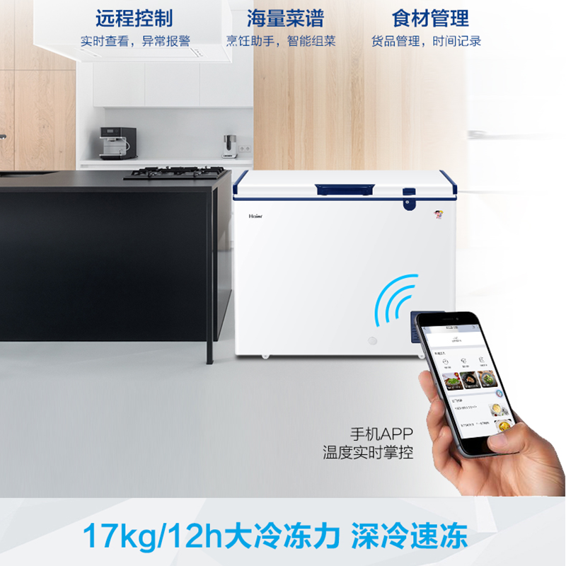 海尔(Haier) 151升家用大容量卧式超低温冷柜 零下70度低温冻金枪鱼海鲜深冷速冻智能温控DW-60W151EU1