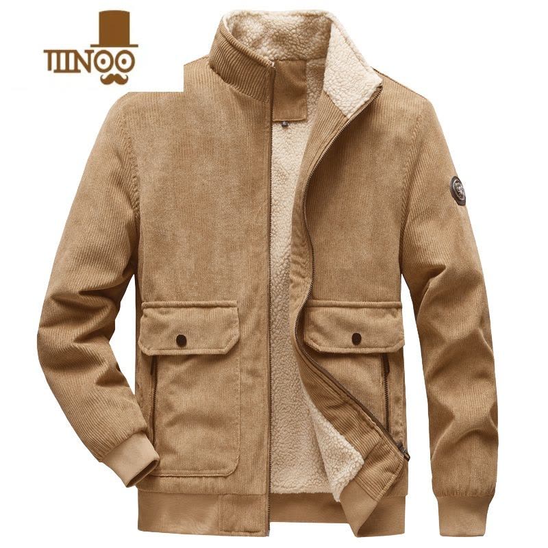 YANXU冬季男士外套棉衣加绒加厚羔绒立毛领男装棉袄夹克宽松运动上衣图片