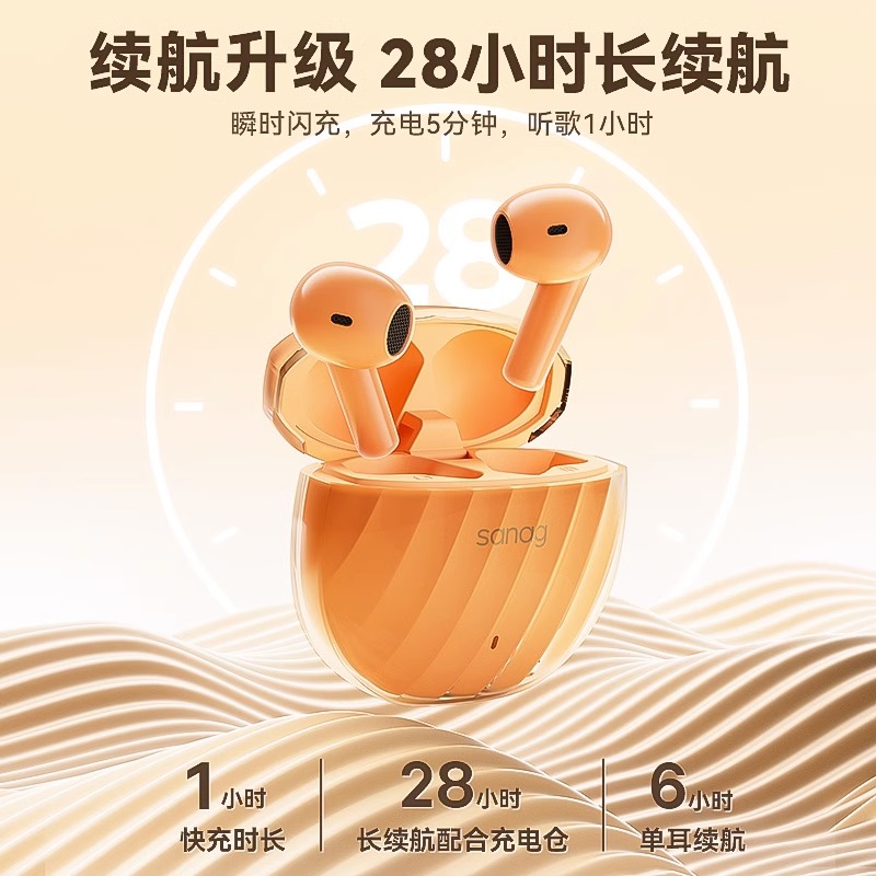 sanag塞那T40蓝牙耳机无线运动游戏降噪高品质半入耳式T40S高清大图