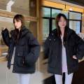 2024新款冲锋衣连帽棉服加厚保暖外套女工装棉衣宽松百搭时尚棉袄 L 黑色