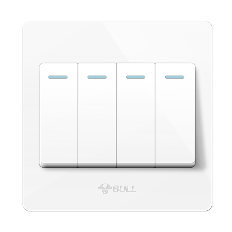 公牛四开双控开关86型墙壁暗装g07经典白四位四开单控双控开关面板