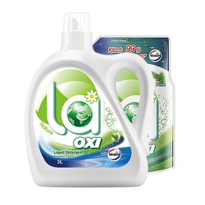 威露士洗衣液la有氧洗10斤装（松木3L瓶装+2L袋装） 除菌除螨温和洁净持久留香