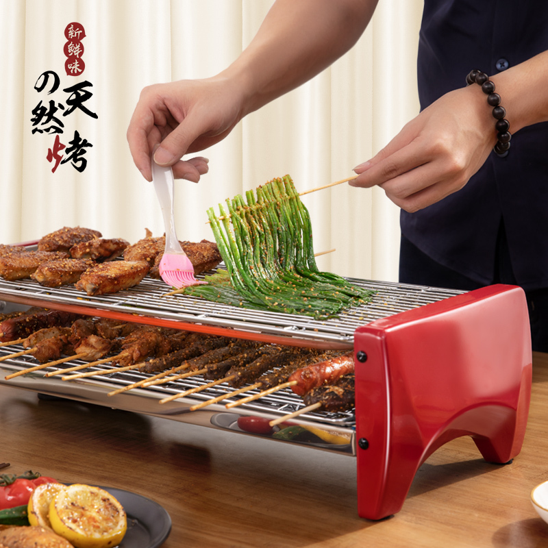 电烧烤炉家用烧烤架纳丽雅烤炉机器室内烧烤炉子用具无烟烤串电 大号套餐五:接油盘+加粗烤网+不沾烤盘+小手碟8个+送5件套