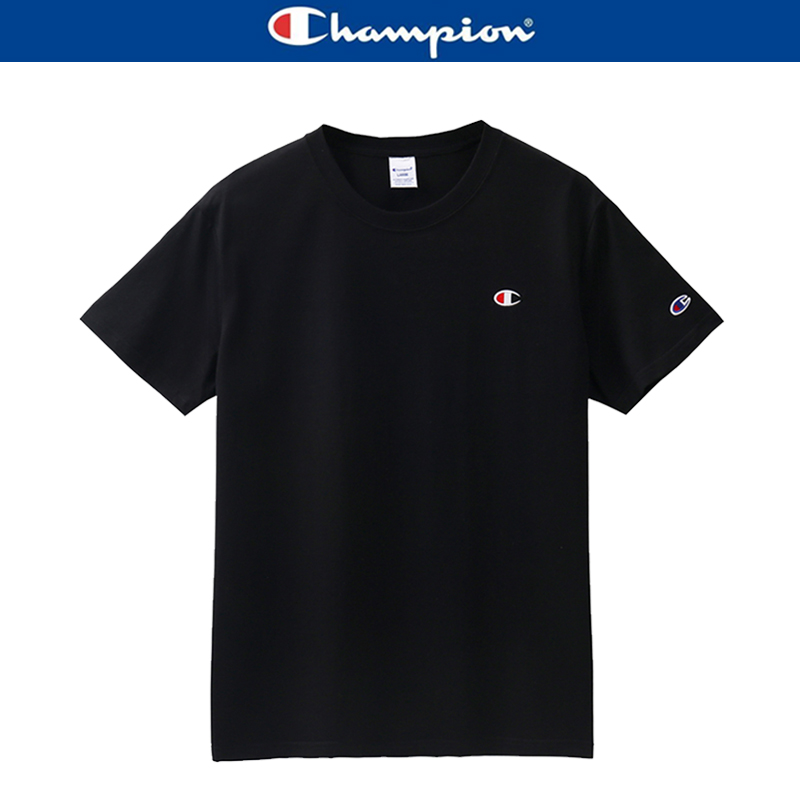 冠军champion情侣款夏季男士经典彩虹刺绣logo圆领短袖运动t恤男女