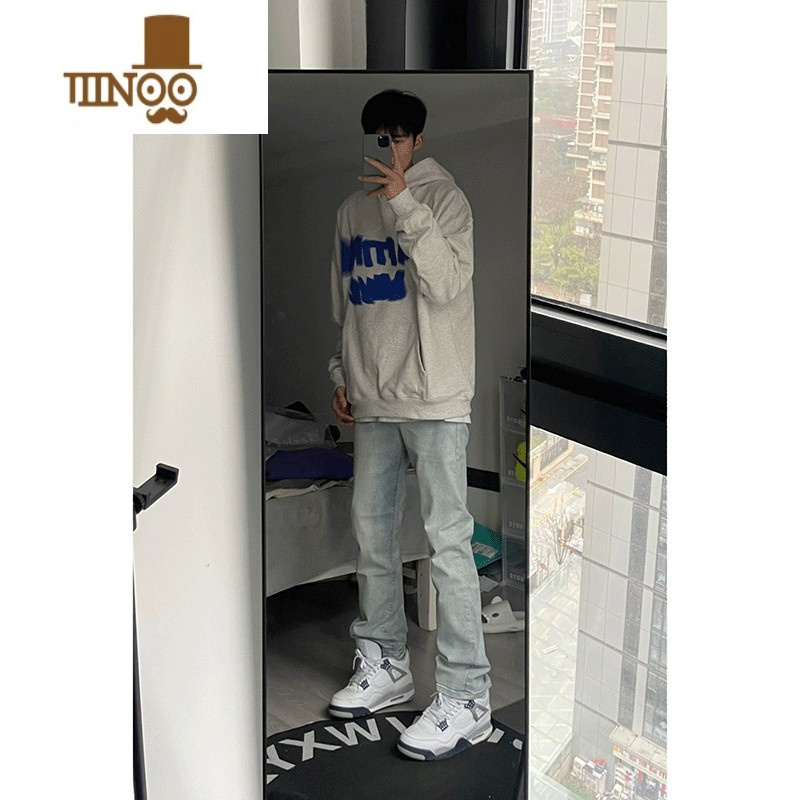 YANXU美式复古vibe风裤子男款高街潮牌黄泥牛仔裤男夏季薄款修身直筒裤
