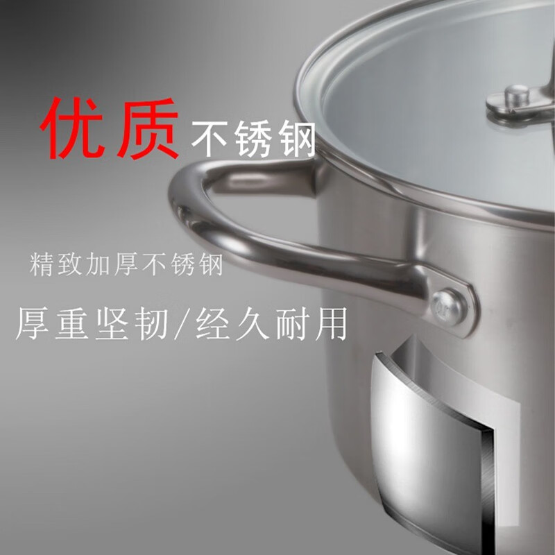 苏泊尔(SUPOR)汤锅4.2L不锈钢炖锅家用双耳煮锅 带玻璃盖VT22WAS01 22cm高清大图
