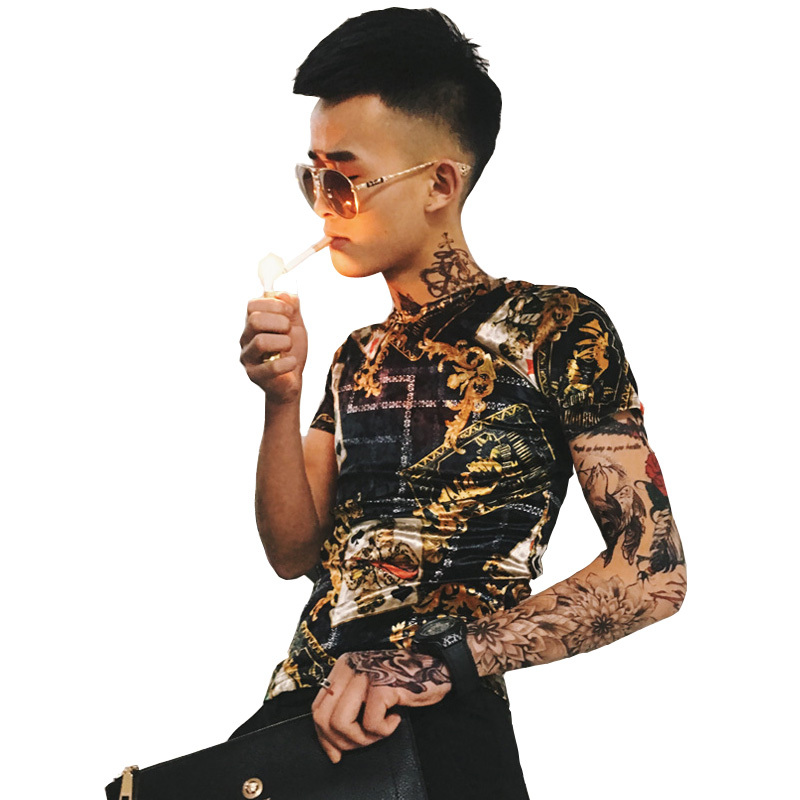 青少年夏天的衣服t恤短袖韩版青年修身精神社会小伙短袖男半截袖